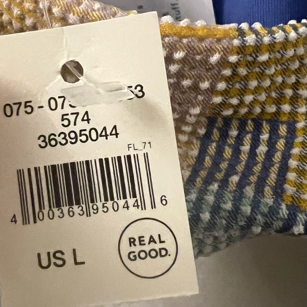*FINAL DROP* NWT Aerie Large Patchwork Tie Back Scoop Bikini Top Blue Yellow - Picture 3 of 10